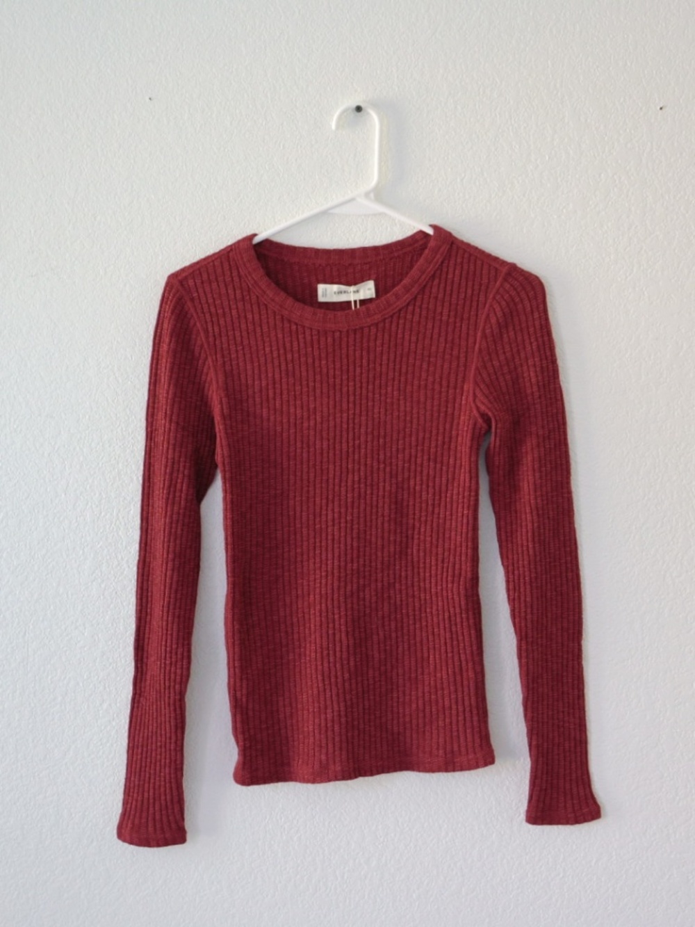 Everlane The Cozy Rib Long Sleeve Tee Pomegranate